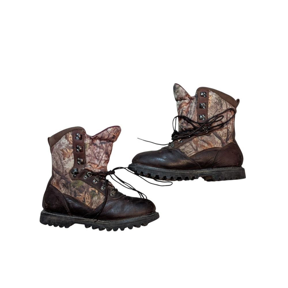 Cabela's Hunting Boots Men's Sz 11 EE Thinsulate Brown Leather Camo Pattern Gtx